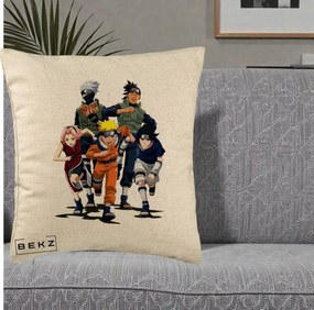 Perna Personalizata Naruto Echipa 7 Kakashi Sensei, 40x40 cm, Bej, Husa Detasabila, Perna Inclusa, BEKZ®