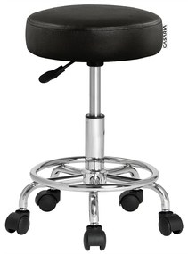 Taburet pe roți OXANA cu suport pentru picioare, Ø35cm, negru Casaria