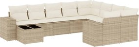 vidaXL Set canapele de grădină cu perne, 10 piese, bej, poliratan