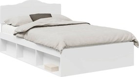 vidaXL Cadru de pat cu headboard Alb 120 x 190 cm Lemn de pin masiv