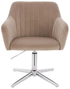 HR190CROSS Scaun Latte din Catifea cu Bază Cromata