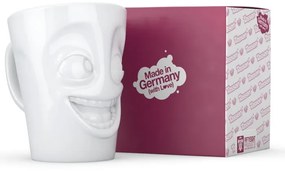 Cană din porțelan cu mâner, râs, 58products, alb, 350 ml