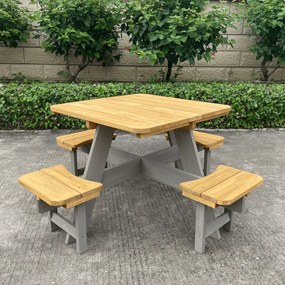 Set mobilier de grădină pentru copii, realizat din lemn, maro / gri, PIKIO