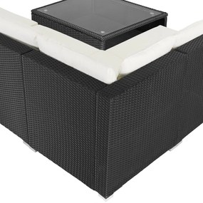 Deuba Set rattan de gradina XXL - perne negre/crem