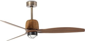 Lustra LED cu Ventilator aplicat tavan cu telecomanda WEAVER M Old gold/walnut