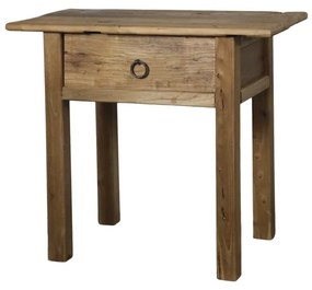 Noptieră din lemn masiv reciclat, cu sertar, H64 cm, aspect vintage