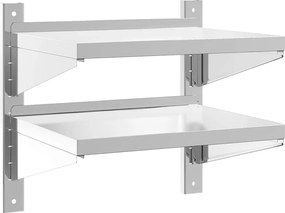 vidaXL Raft de perete 2 niveluri 50x40x48 cm argintiu oțel inoxidabil