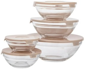 Altom Set de boluri de sticlă cu capac 5 buc, mixde culori