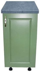 Corp inferior cu 1 Usa Zebra, Alb/MDF Verde si blat Beton 40 x 85 x 60