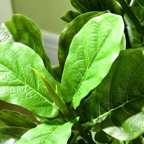 HOMCOM, Set de 2 plante artificiale Ficus Lyrata, arbori artificiali cu ghiveci inclus, înălțime 110 cm, verde | Aosom Romania