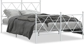 vidaXL Cadru de pat metalic cu tăblie, alb, 120x190 cm