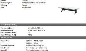 Masuta de cafea design elegant LUX Maynor, lemn negru 114499 HZ