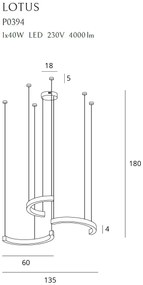 Lustra LED dimabila cu 3 pendule aurii suspendate LOTUS P0394 MX