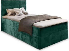 Pat boxspring tapițat GLORIEN VELVET 90x200 cm verde inchis Saltea: Saltea cu arcuri Bonell