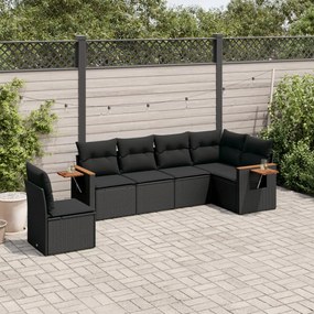 3259255 vidaXL Set mobilier de grădină cu perne, 6 piese, negru, poliratan