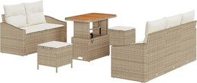 vidaXL Set de canapele pentru grădină cu pernă 8 pcs Bej și crem