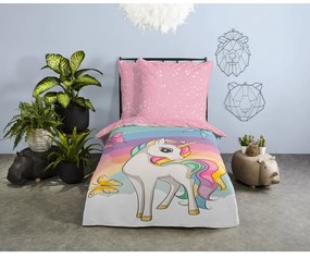 Lenjerie de pat pentru copii roz din bumbac pentru pat de o persoană 140x200 cm Dash – Good Morning