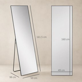 HOMCOM Oglindă Verticală din Metal, 50x2x161.5 cm, Negru | Aosom Romania