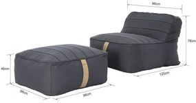 Scaun de grădină din burete cu puf, albastru gri