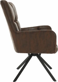 Fotoliu de design rotativ, maro ţesătură cu efect de piele întoarsă/negru, KOMODO