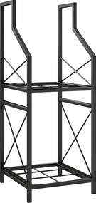 Outsunny Suport de Lemne Exterior a 2 Livelli din Metal cu Bază Ridicată Negru | Aosom Romania