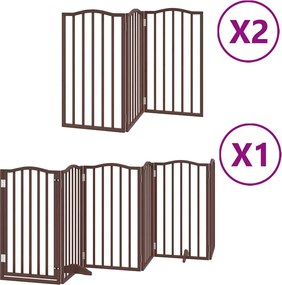 vidaXL Poartă câini pliabilă cu ușă 12 panouri maro 600 cm, lemn plop