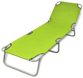 vidaXL Șezlong pliabil, verde măr, oțel vopsit electrostatic