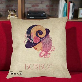 Perna Personalizata Zodie Berbec, 40x40 cm, Crem, Husa Detasabila, Perna Inclusa, BEKZ®