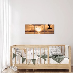 Tablou - Delfin la apus de soare (cu ceas) (90x30 cm)