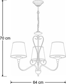 Brilagi - Candelabru suspendat pe lanț SONIA 3x E27/15W/230V, Ø 64 cm, crem/patină