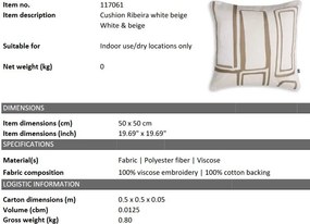 Perna decorativa design LUX Ribeira 50x50cm, bej/ alb