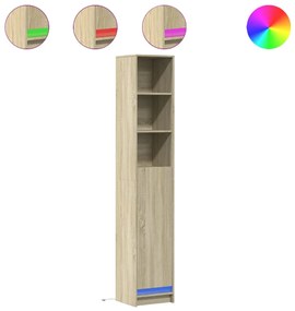 852126 vidaXL Dulap cu LED, stejar sonoma, 36x32,5x200 cm, lemn prelucrat