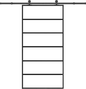 vidaXL Ușă glisantă cu set feronerie 102x205 cm ESG sticlă și aluminiu