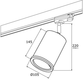 Spot pe sina DELF / Accesoriu pentru sinele trifazate ARGON T-RACK