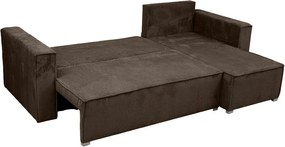 Canapea colt extensibila SMART COSARO maro inchis, cu colt bilateral + 2 perne CADOU