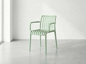 Scaun din plastic TREGO cu brate, verde