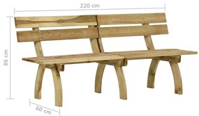 Banca de gradina, 220 cm, lemn de pin tratat 220 x 60 x 86 cm, 1, 1