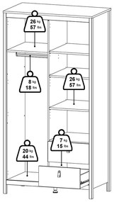 Șifonier alb cu oglindă 102x199x58 cm Madrid – Tvilum