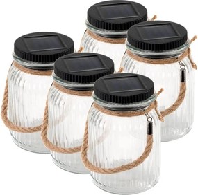 Set de lumini solare, 3 LED-uri, plastic, alb cald, 5 buc