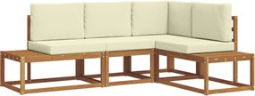 vidaXL Set de canapele de exterior cu pernă 4 Bucată Natural și Crem