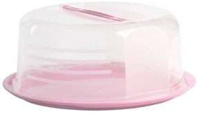 Platou rotund pentru prajitura cu capac Dolce, Domotti, 30 cm, roz