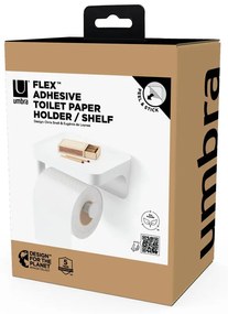 Suport pentru hârtie igienică alb autoadeziv din plastic reciclat Flex Adhesive – Umbra