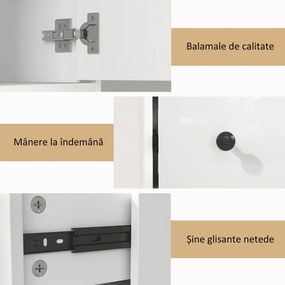 HOMCOM Dulap Înalt de Baie cu 2 Compartimente, 3 Rafturi Deschise și Sertar, 20x20x178 cm, Alb | Aosom Romania