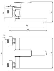 Baterie Chiuveta negru mat cu pipa pivotanta 238 mm Deante Maro 238 mm, Negru mat