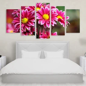 Tablou Multicanvas 5 Pink Flowers - 150X80 cm 150X80 cm