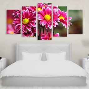 Tablou Multicanvas 5 Pink Flowers - 200x100 cm 200x100 cm