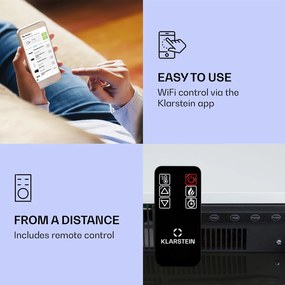 Klarstein Studio Light & Fire 3 Smart, Șemineu, 1000 / 2000 W, MDF, WiFi Control