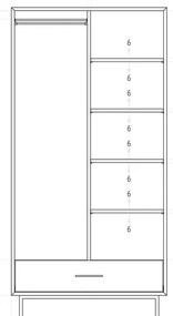 Șifonier din lemn de stejar 97x196 cm Abies – The Beds