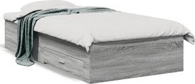 vidaXL Cadru de pat cu sertare gri sonoma 75x190 cm lemn prelucrat