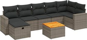 vidaXL Set canapele de grădină cu perne, 8 piese, gri, poliratan